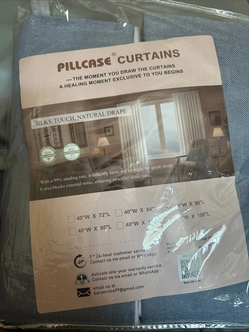 Pillcase Curtains Light Blue Blackout Curtain Panel - Silky Touch